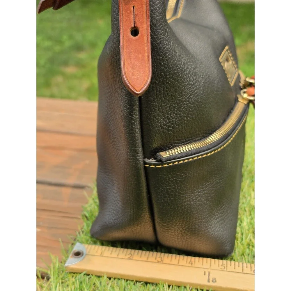 Dooney Bourke Dillen Black Pebbled Leather Hobo Bag Double Pocket GUC